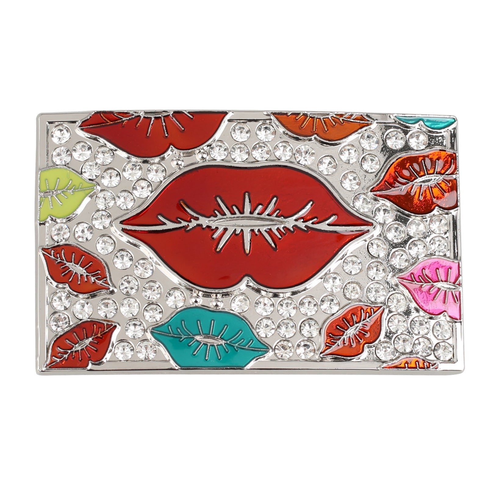Colorful Lips Crystal Rhinestone Western Belt Buckle for Women - CowderryBelt Buckle