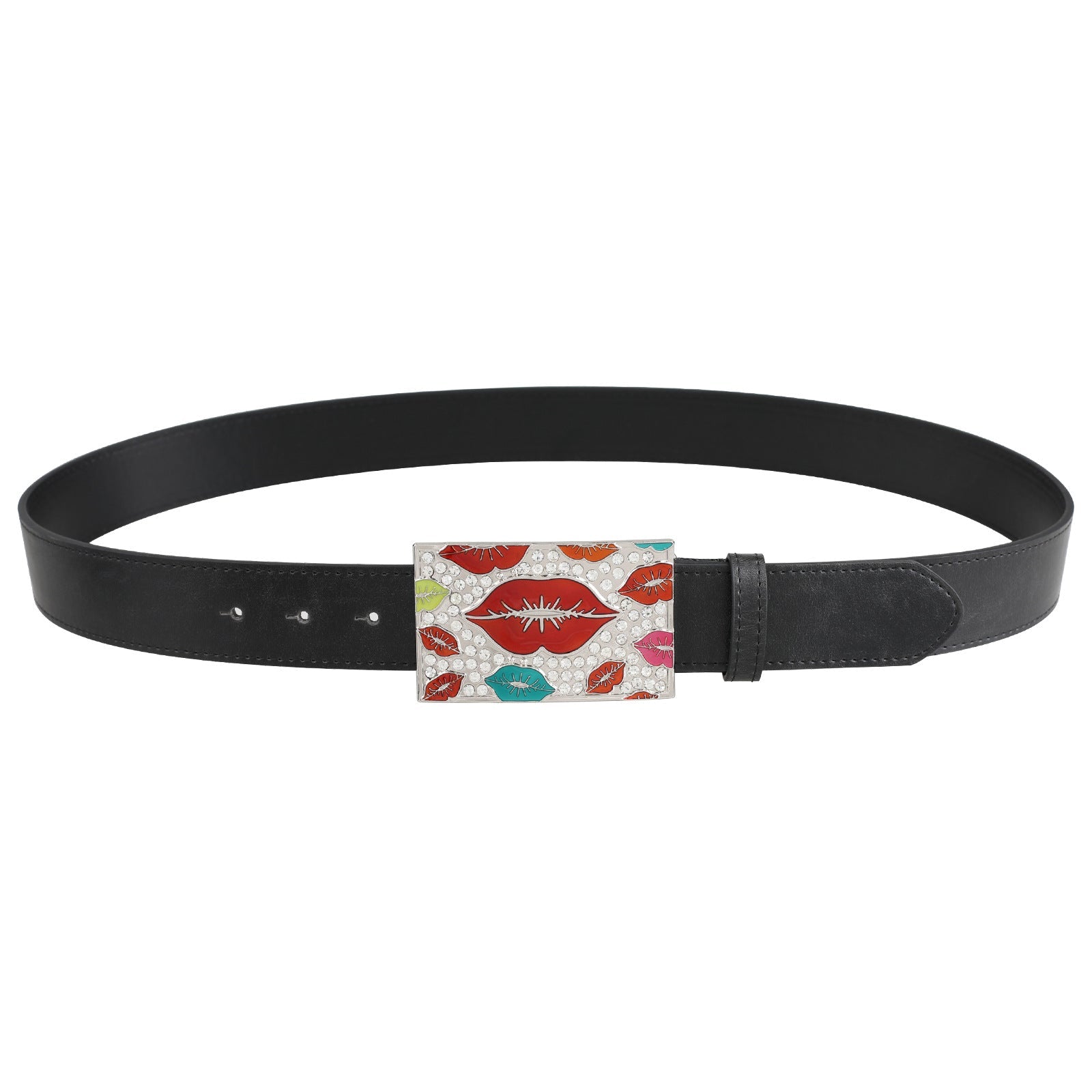 Colorful Lips Crystal Rhinestone Western Belt Buckle for Women - CowderryBelt Buckle