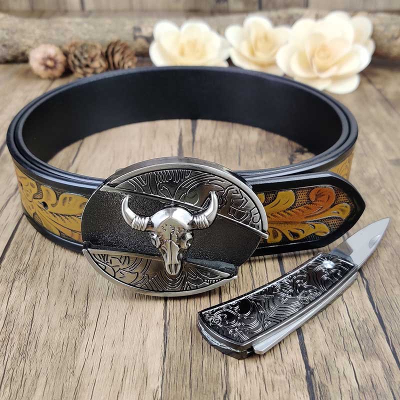 Cool Belt Buckle With Cowboy Country Utility Belt - CowderryBeltBull