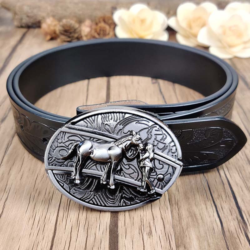 Cool Belt Buckle With Western Black Country Utility Belt - CowderryBeltCowgirl
