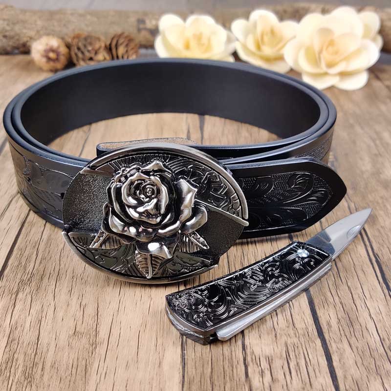 Cool Belt Buckle With Western Black Country Utility Belt - CowderryBeltRose