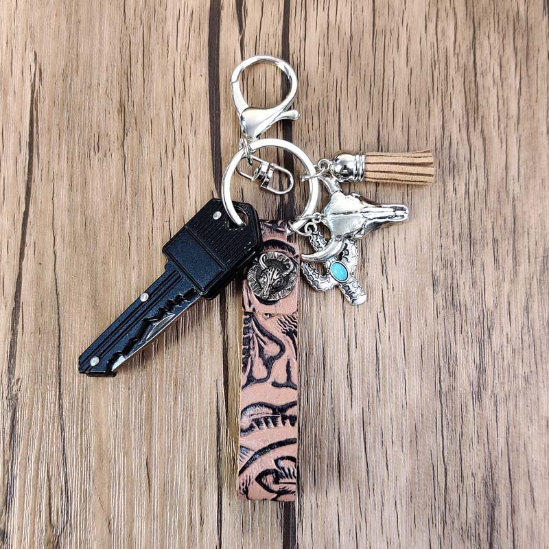 Cool Western Cowboy Keychain - CowderryKeychainsBull