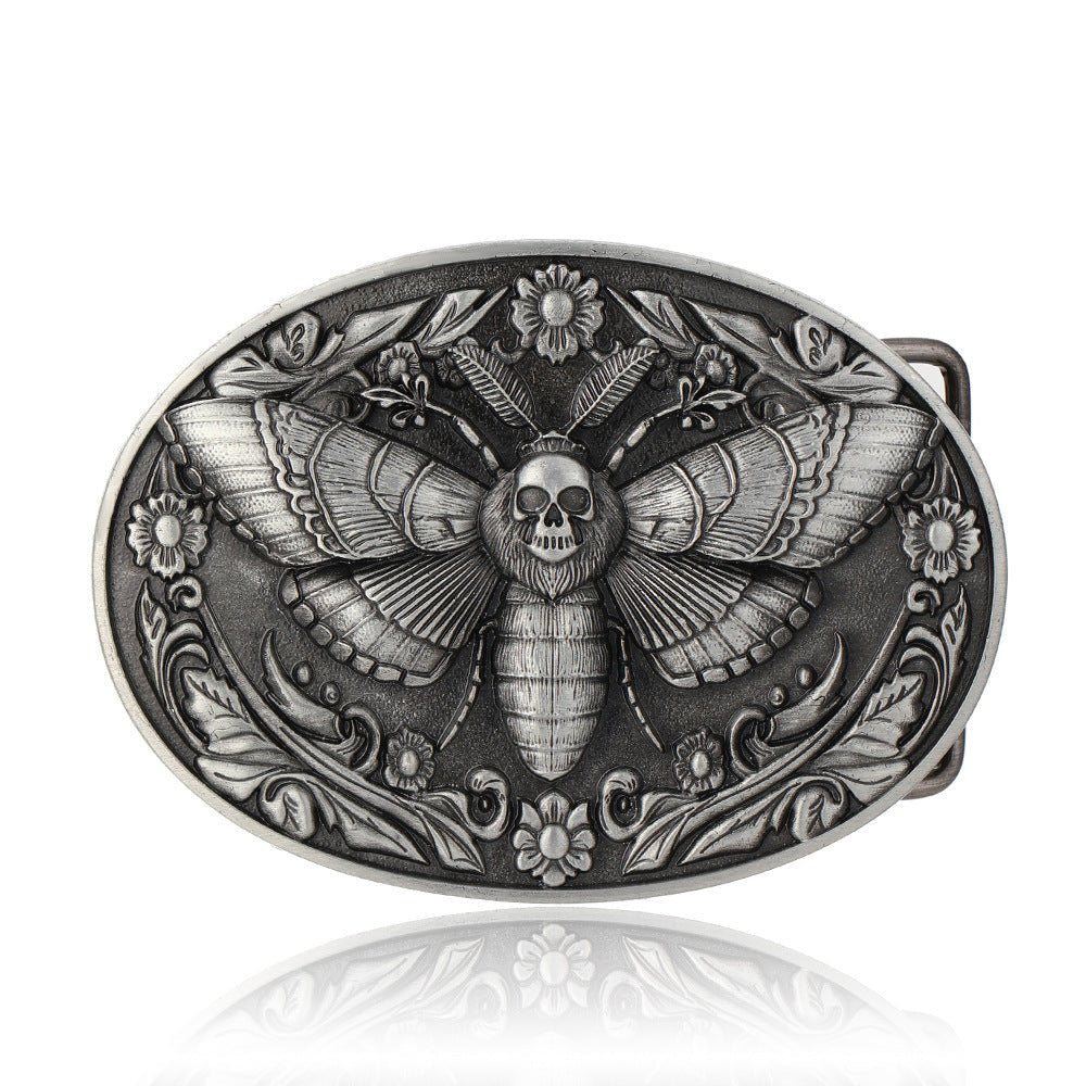 Death Moth Skull Belt Buckle - CowderryBelt BucklesAntique Silver