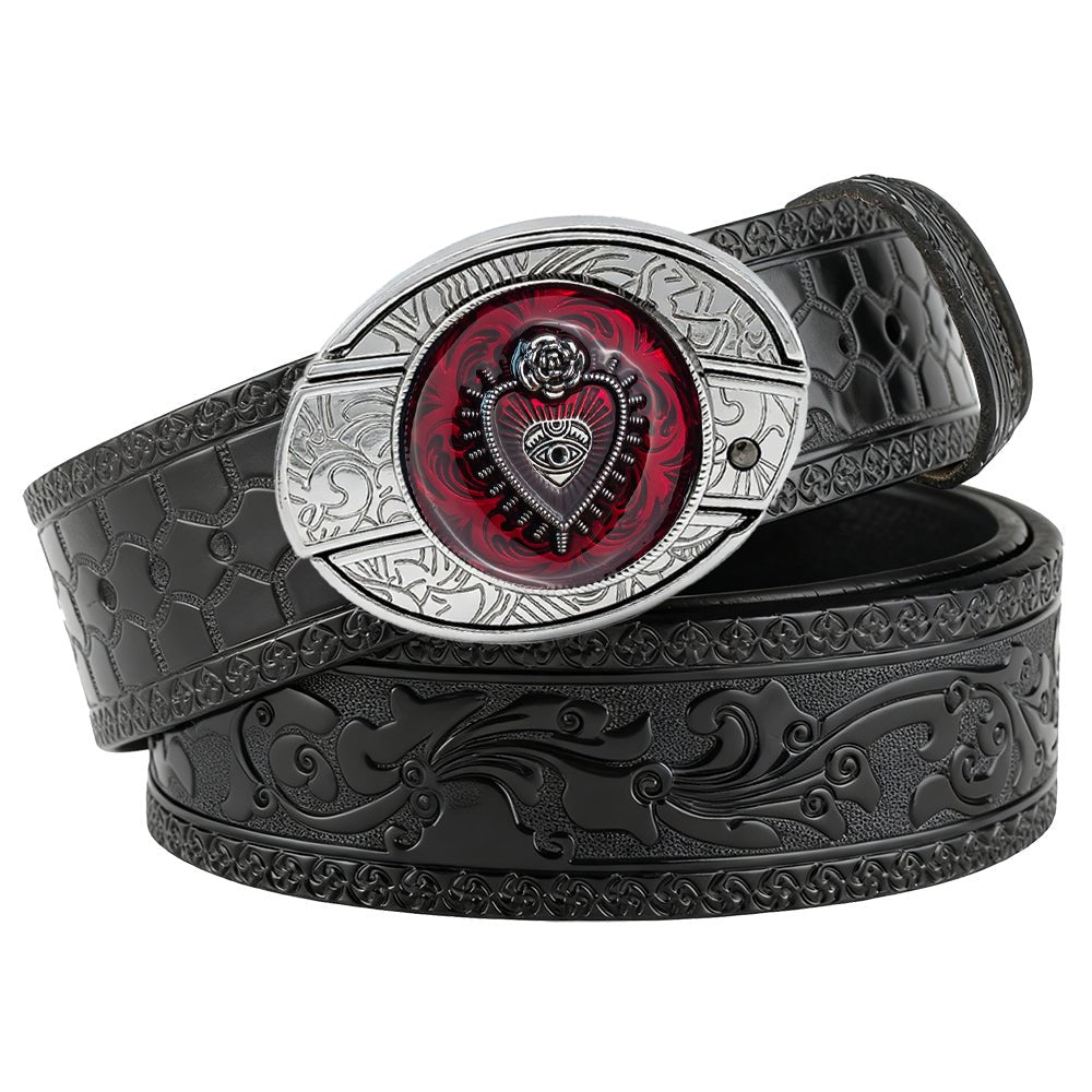 Gothic Embossed Utility Leather Belt - CowderryUtility BeltsMystic Eye Heart