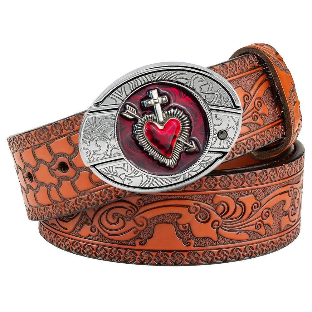 Gothic Embossed Utility Leather Belt - CowderryUtility BeltsSacred Heart Cross