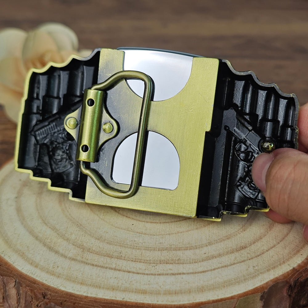 Gun Shape Lighter Holder Belt Buckle - CowderryBelt BucklesBrown