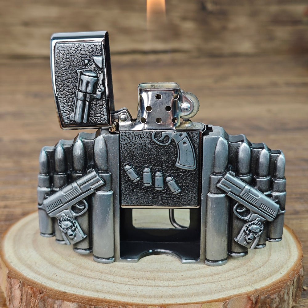 Gun Shape Lighter Holder Belt Buckle - CowderryBelt BucklesSilver