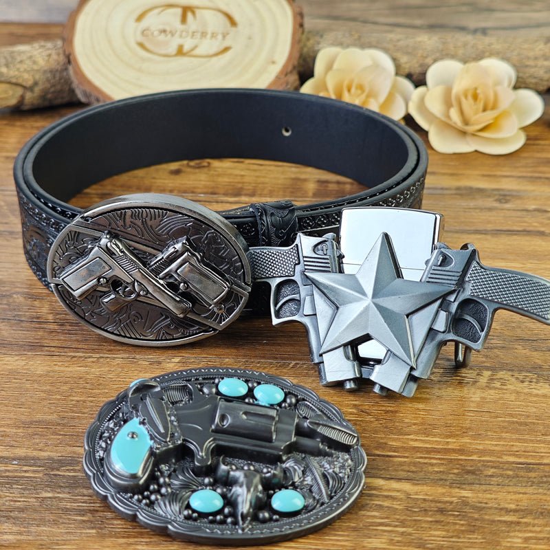 Gunslinger Utility Belt and Buckle Set - CowderryBelts32 - 34 (Fit Waist 30 - 32 in)