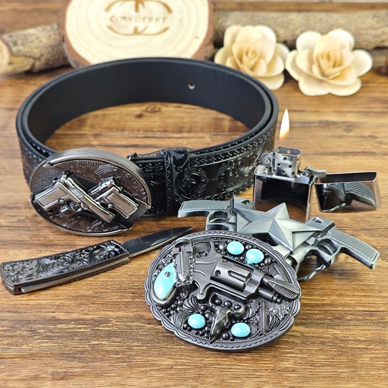 Gunslinger Utility Belt and Buckle Set - CowderryBelts32 - 34 (Fit Waist 30 - 32 in)
