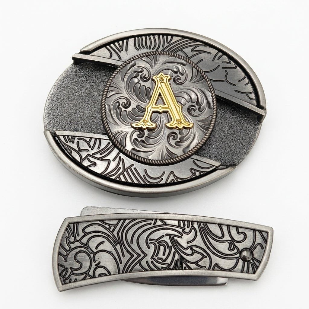 Initial A To Z Western Belt Buckle for Cowboy Cowgirl - CowderryBelt BucklesA