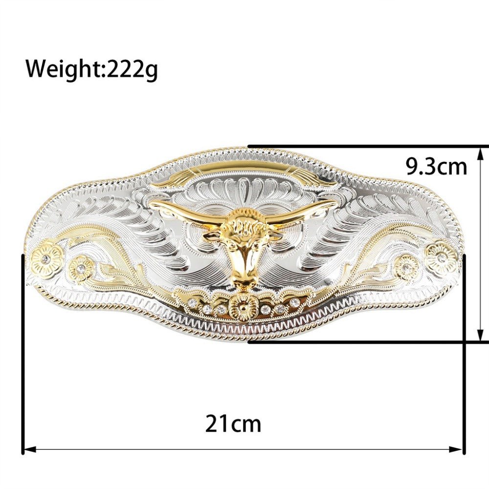 Large Two - tone Belt Buckle Western Cowboy Rodeo Style - CowderryBelt BucklesLonghorn