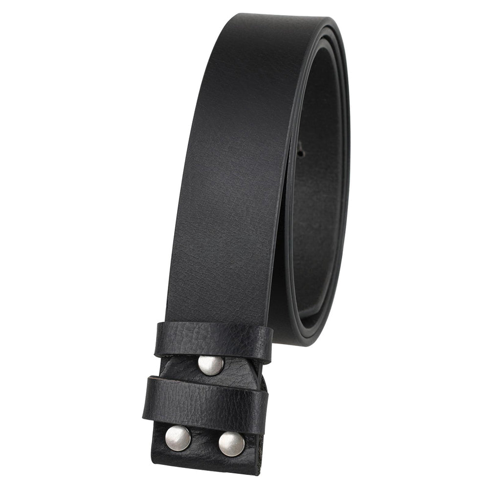 Mens Genuine Leather Belt 1.5" Wide No Buckle Screw On Western Cowboy - CowderryBeltsBlack