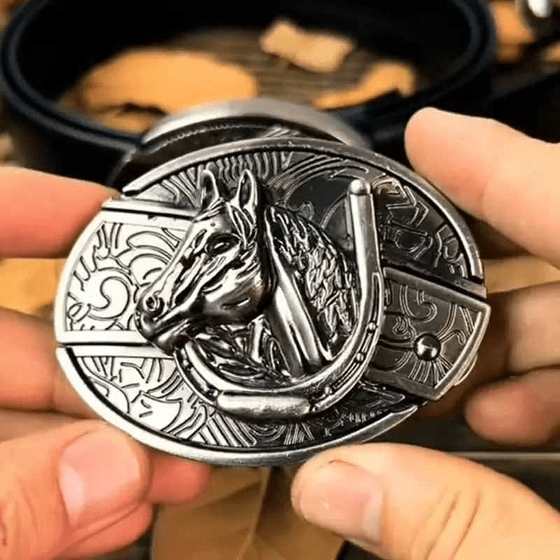 Metal Oval Belt Buckle for Cowboy Cowgirl - CowderryBelt BuckleHorsehead