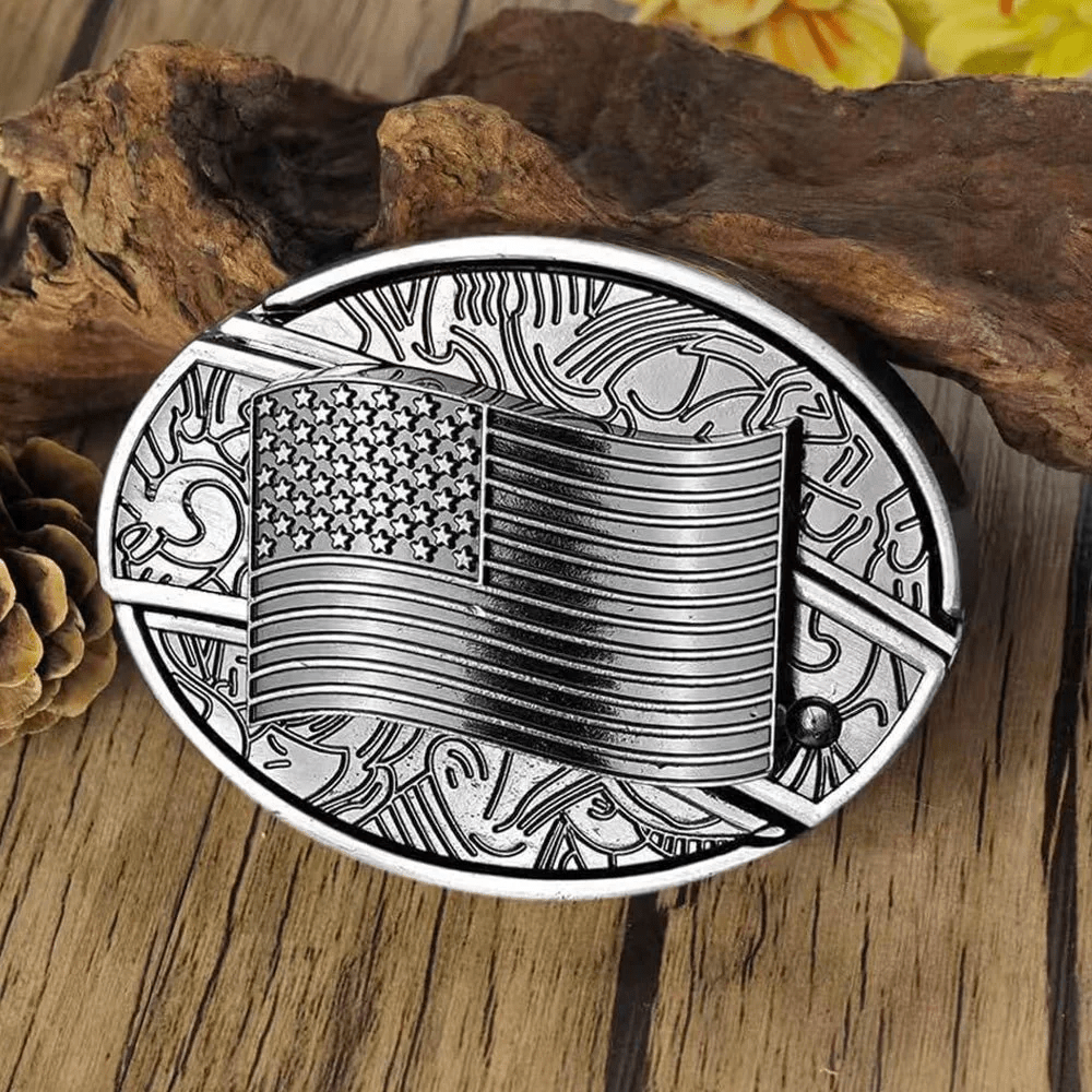 Metal Oval Belt Buckle for Cowboy Cowgirl - CowderryBelt BuckleUSA Flag