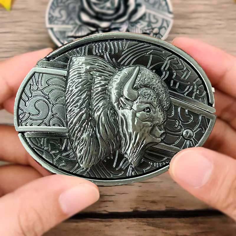 Metal Oval Cowboys Belt Buckle - CowderryBelt BuckleBison