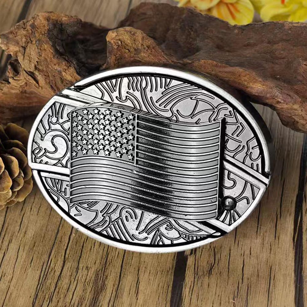 Metal Oval Cowboys Belt Buckle - CowderryBelt BuckleUSA Flag