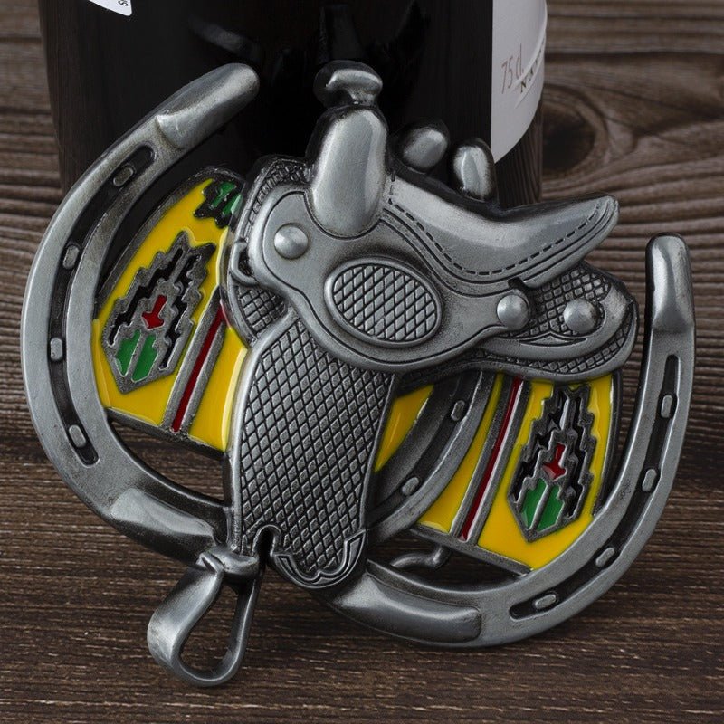 Saddle Horseshoe Western Belt Buckle - CowderryBelt BucklesGrey