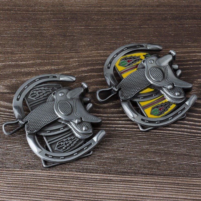 Saddle Horseshoe Western Belt Buckle - CowderryBelt BucklesGrey
