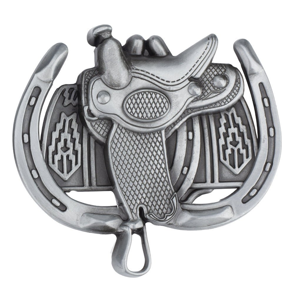 Saddle Horseshoe Western Belt Buckle - CowderryBelt BucklesGrey
