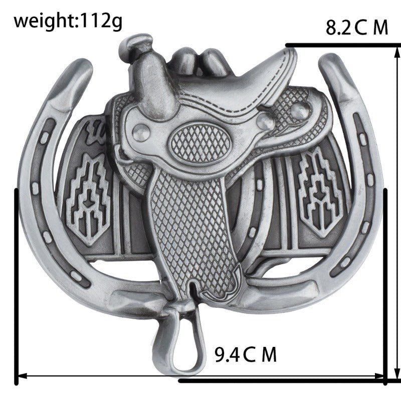 Saddle Horseshoe Western Belt Buckle - CowderryBelt BucklesGrey