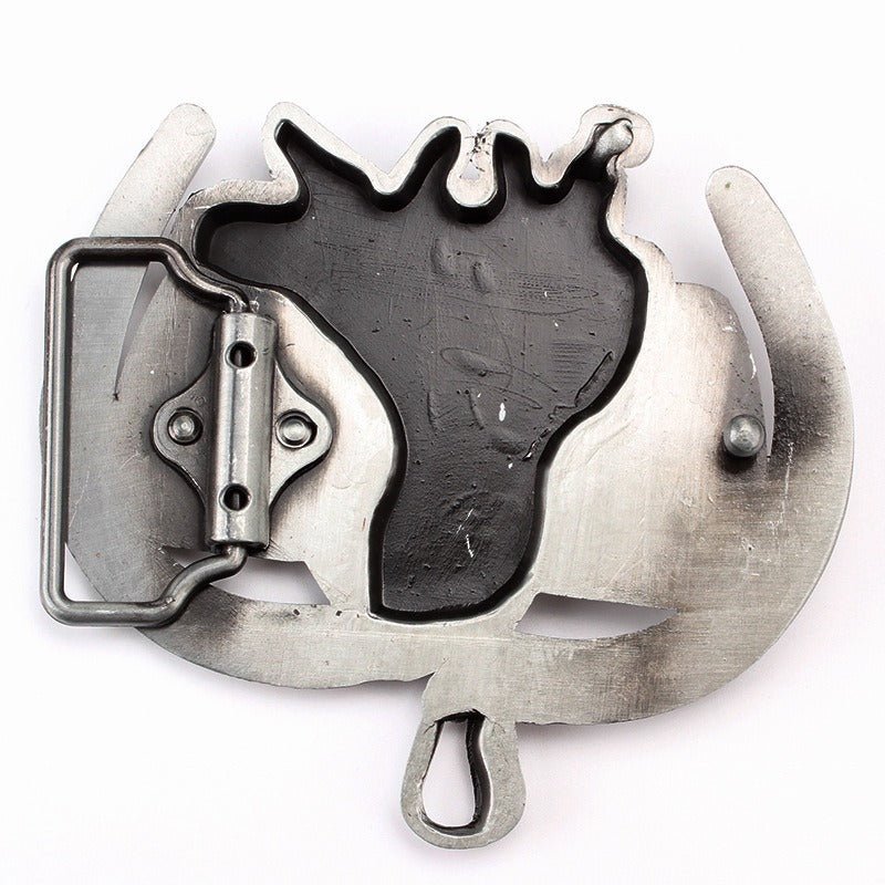 Saddle Horseshoe Western Belt Buckle - CowderryBelt BucklesGrey