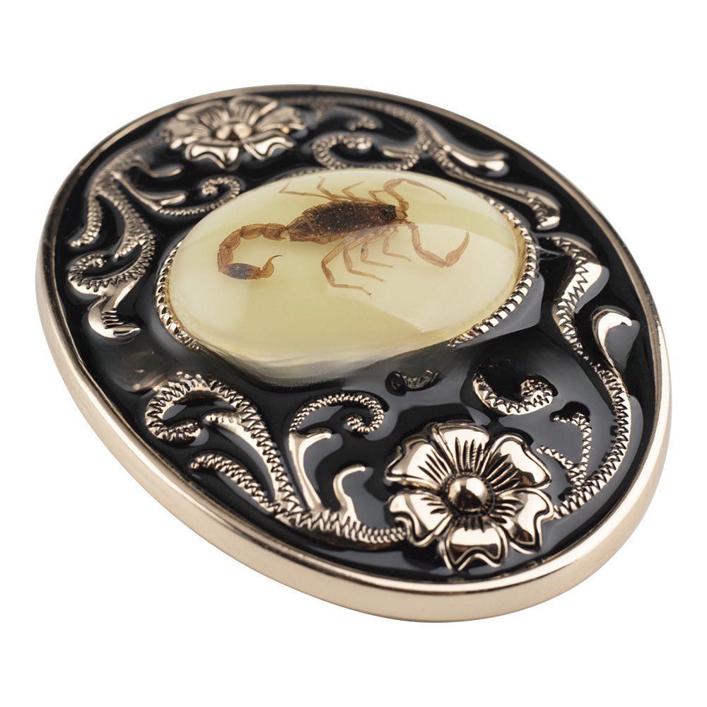 Scorpion Inlay Western Floral Cowboy Belt Buckle - CowderryBelt BucklesGold
