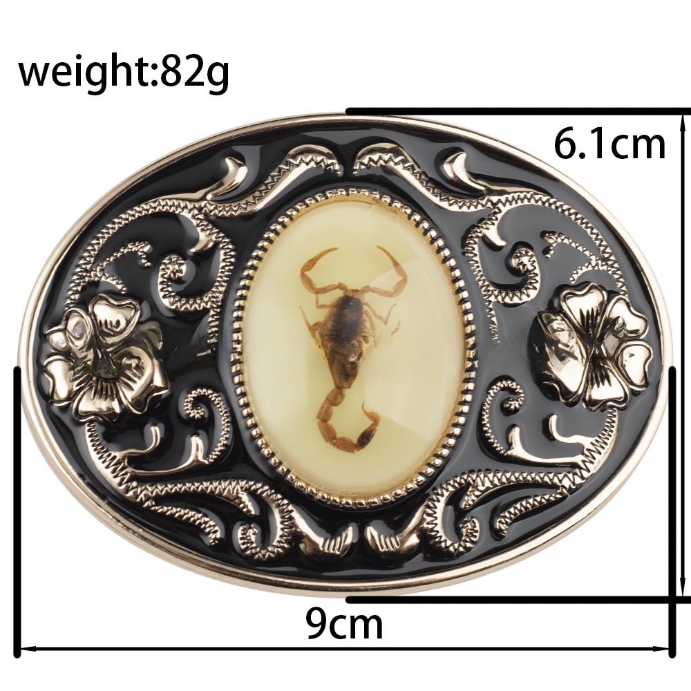 Scorpion Inlay Western Floral Cowboy Belt Buckle - CowderryBelt BucklesGold