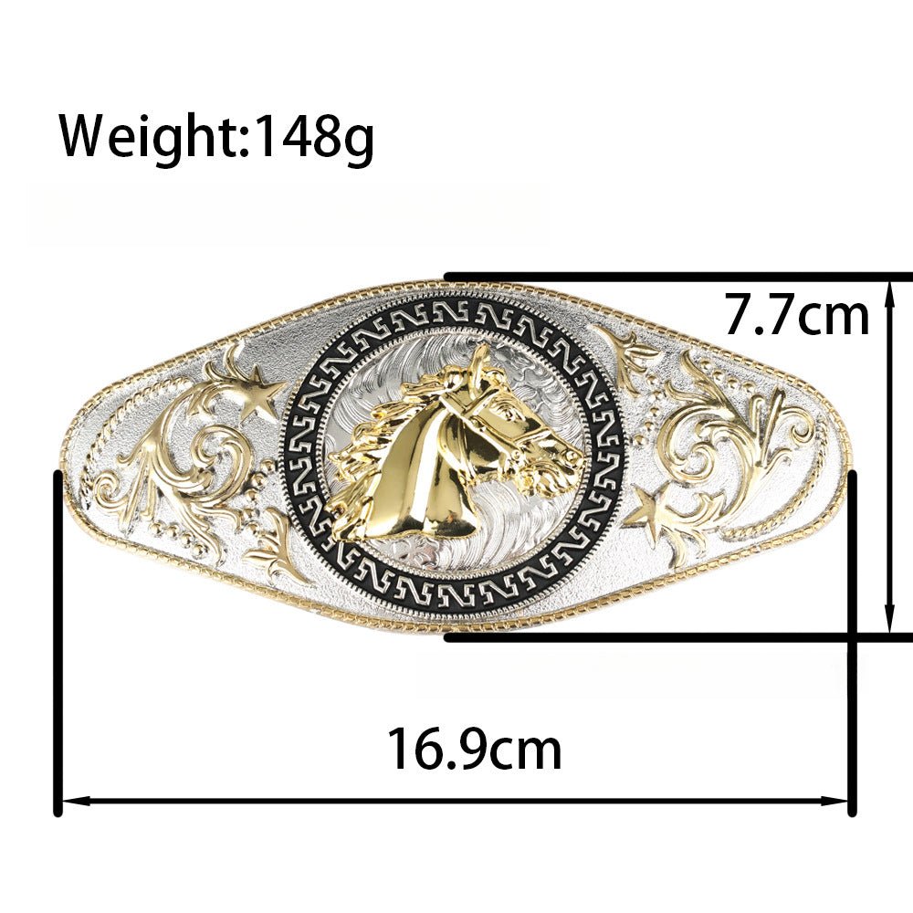 Silver Gold Western Cowboy Longhorn Belt Buckle - CowderryBelt BucklesHorse