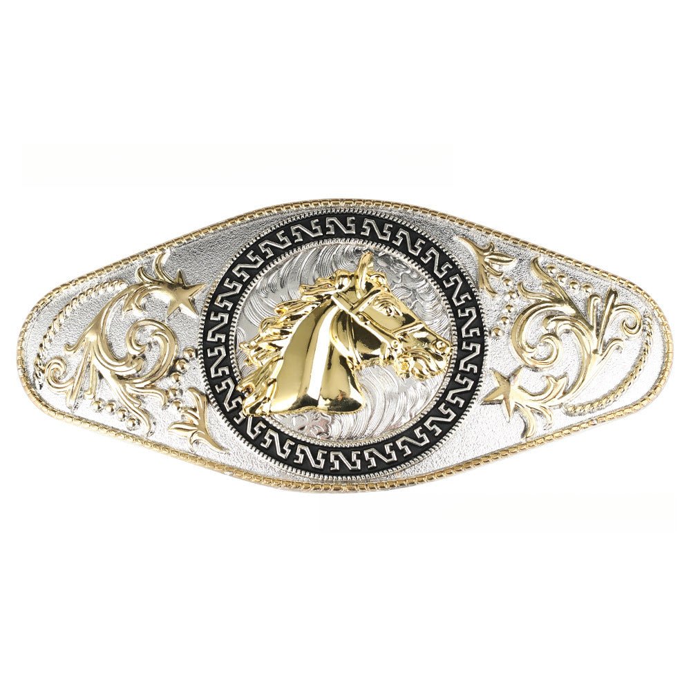 Silver Gold Western Cowboy Longhorn Belt Buckle - CowderryBelt BucklesHorse