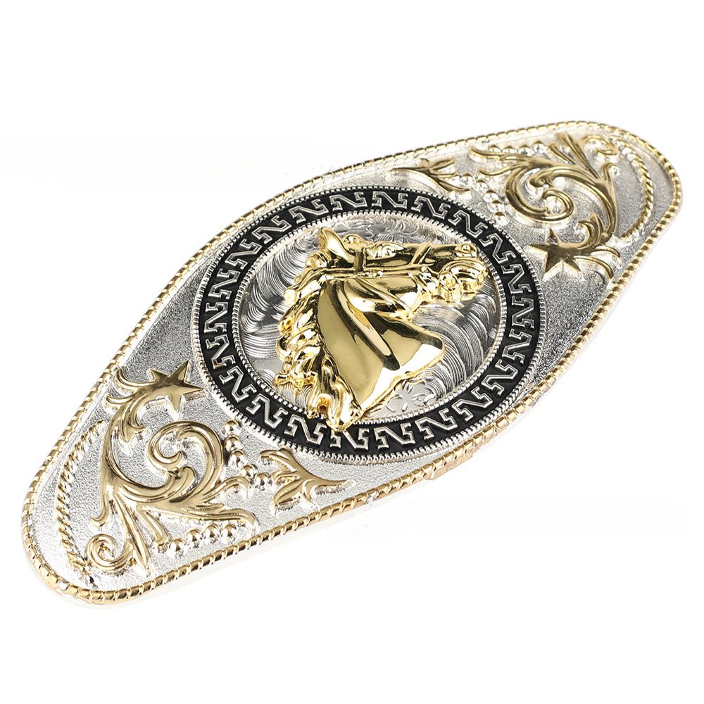 Silver Gold Western Cowboy Longhorn Belt Buckle - CowderryBelt BucklesHorse