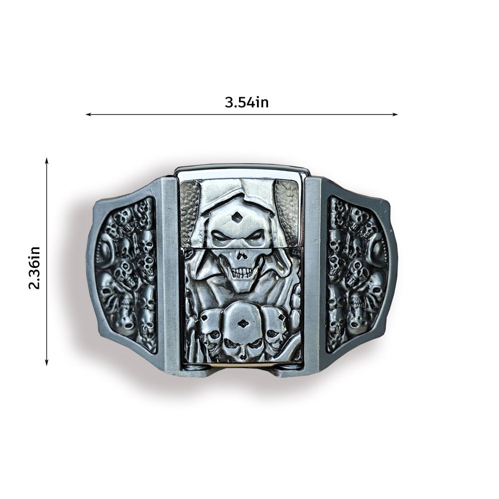 Silver Grim Reaper Lighter Belt Buckle - CowderryBelt Buckles