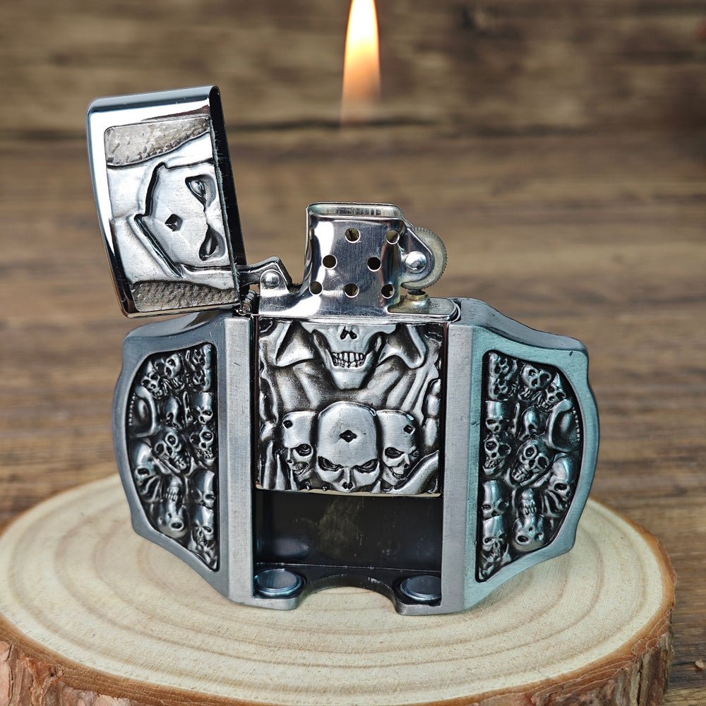 Silver Grim Reaper Lighter Belt Buckle - CowderryBelt Buckles