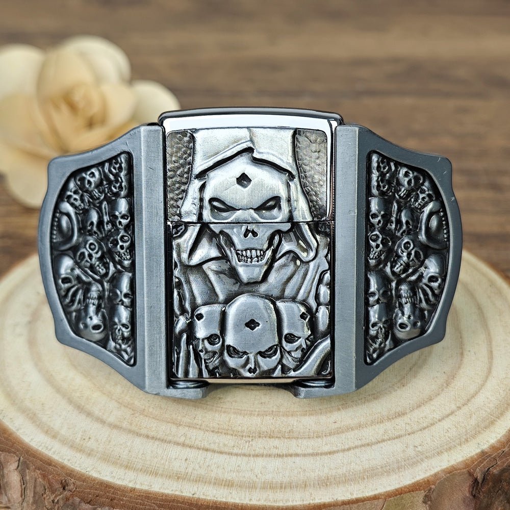 Silver Grim Reaper Lighter Belt Buckle - CowderryBelt Buckles