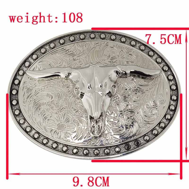 Embossed Country Leather Belt with Silver Longhorn Buckle