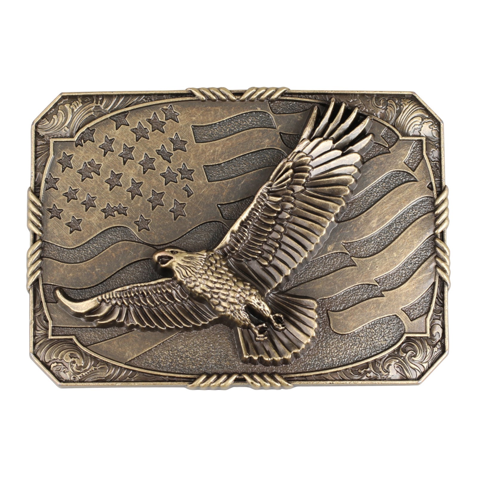Vintage American Eagle Flag Western Cowboy Belt Buckle - CowderryBelt Buckles