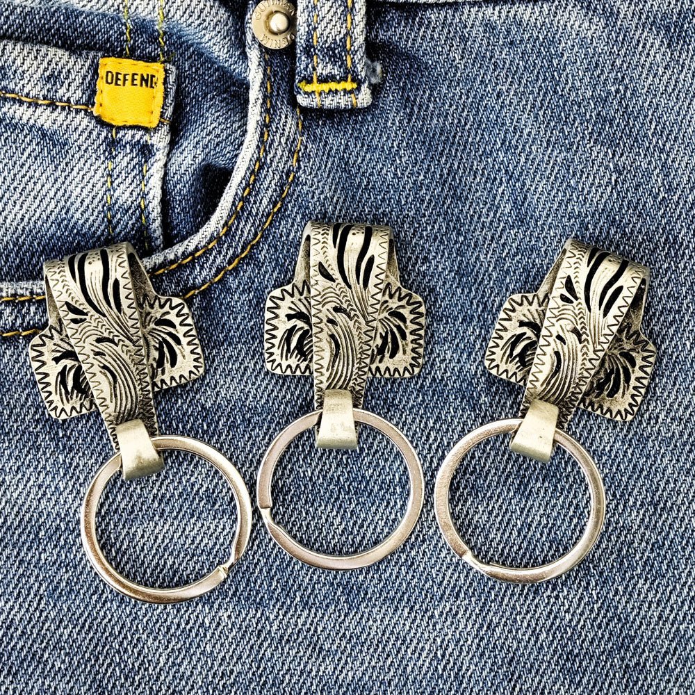 Vintage Western Cow Tag Initial Keychain Holder - CowderryKeychainsA