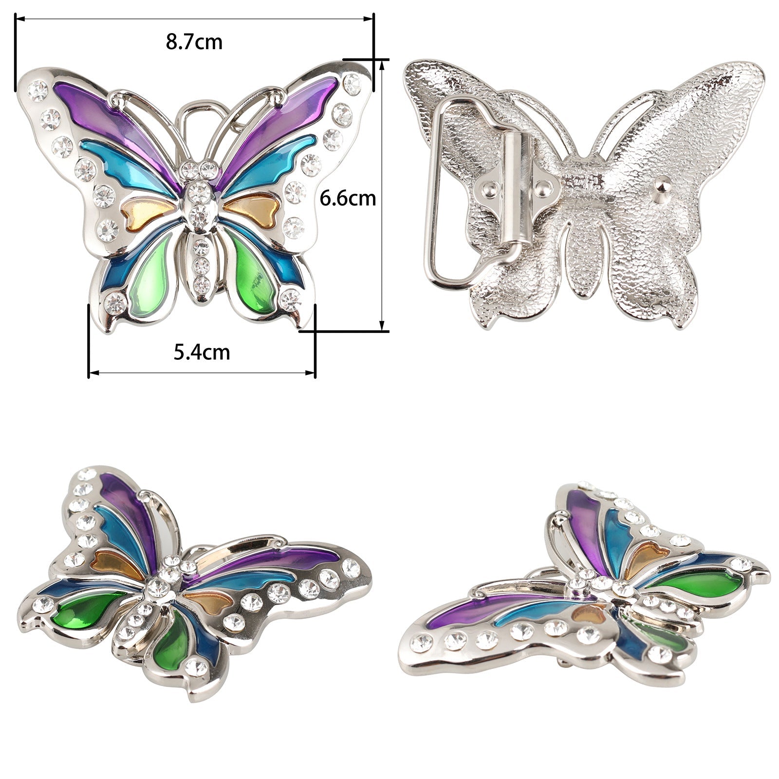 Vintage Y2K Butterfly Colorful Rhinestone Belt Buckle for Women - CowderryBelt Buckles