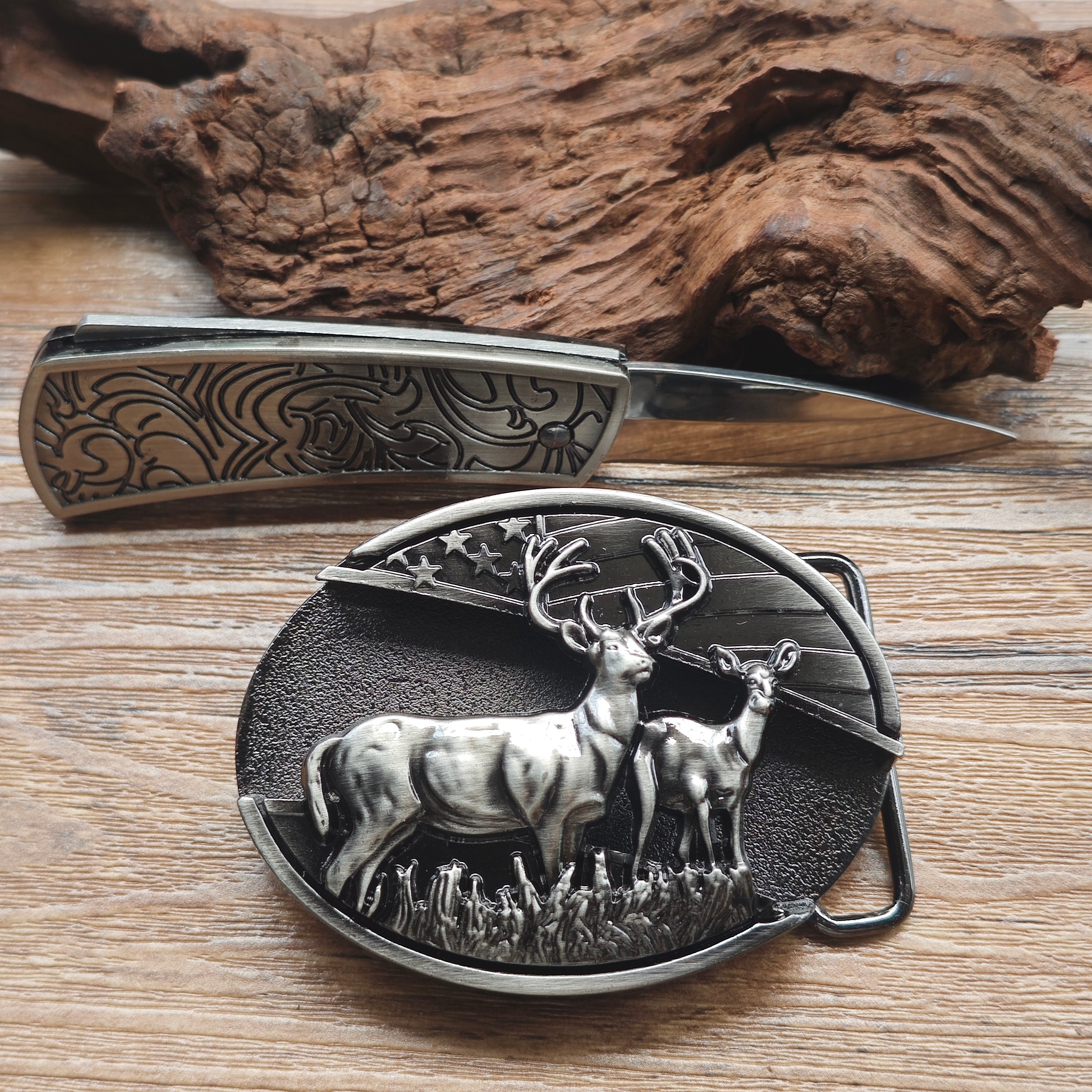 Western Deer Belt Buckle for Cowboys and Cowgirls - CowderryDeer