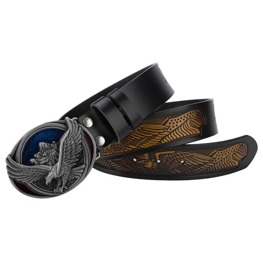 Western Eagle Embossed Belt With Buckle - CowderryColorful