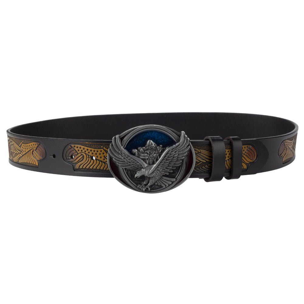 Western Eagle Embossed Belt With Buckle - CowderryColorful