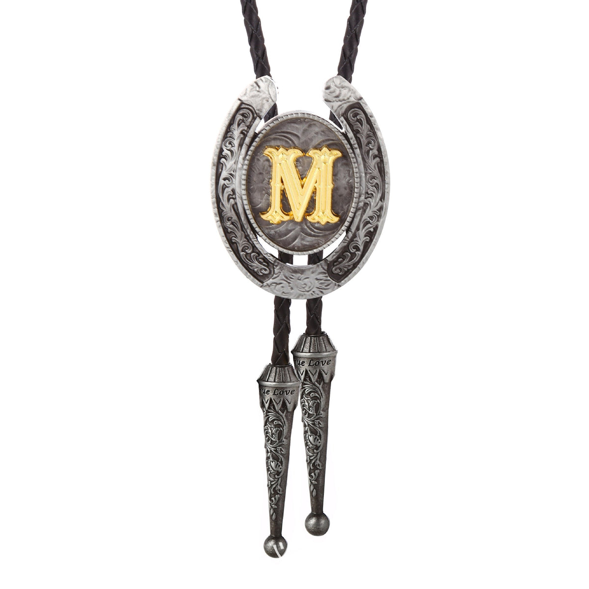 Western Horseshoe Initial Bolo Tie A to Z - CowderryBolo TieM