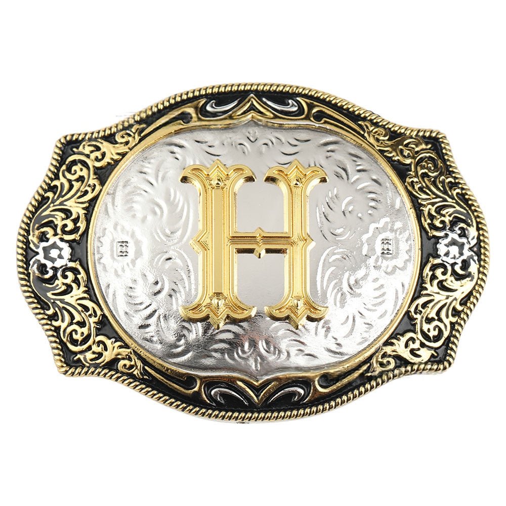 Western Initial Gold Engraved Belt Buckle - CowderryBelt BucklesA