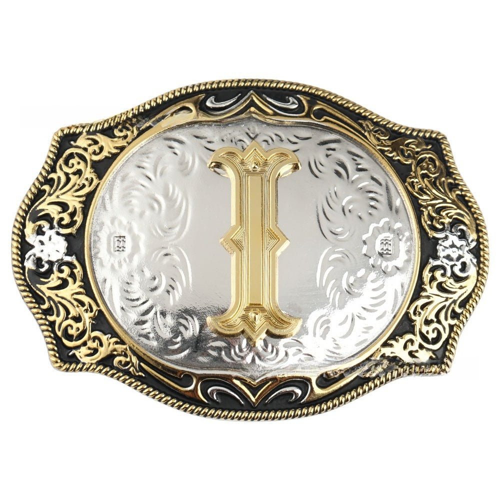 Western Initial Gold Engraved Belt Buckle - CowderryBelt BucklesA