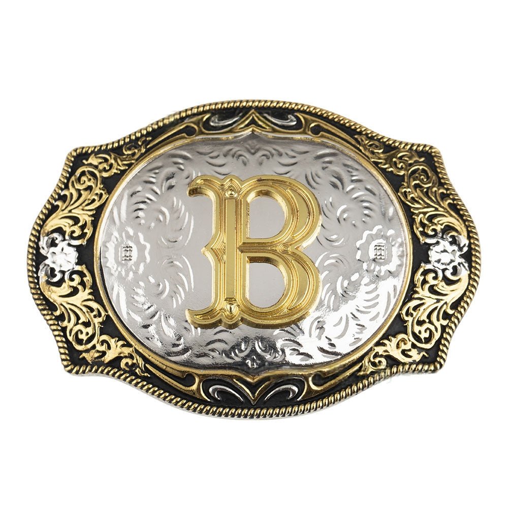 Western Initial Gold Engraved Belt Buckle - CowderryBelt BucklesA