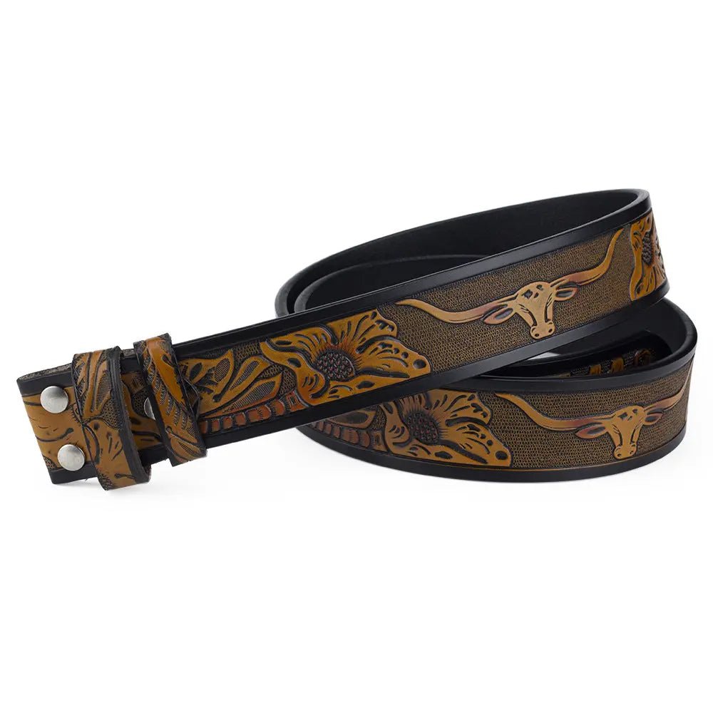 Western Longhorn Belt With Hidden Lighter