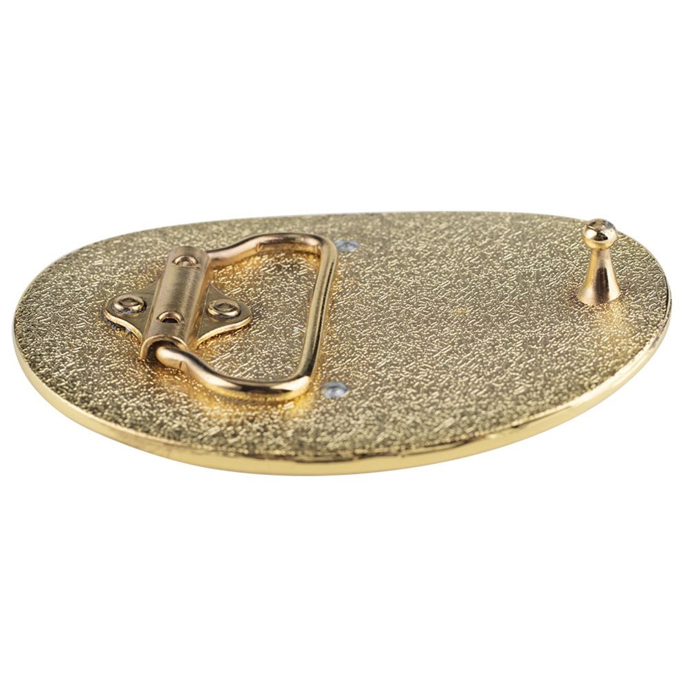 Western Retro Engraved Floral Belt Buckle with Silver and Gold Tone - CowderryBelt BucklesEagle