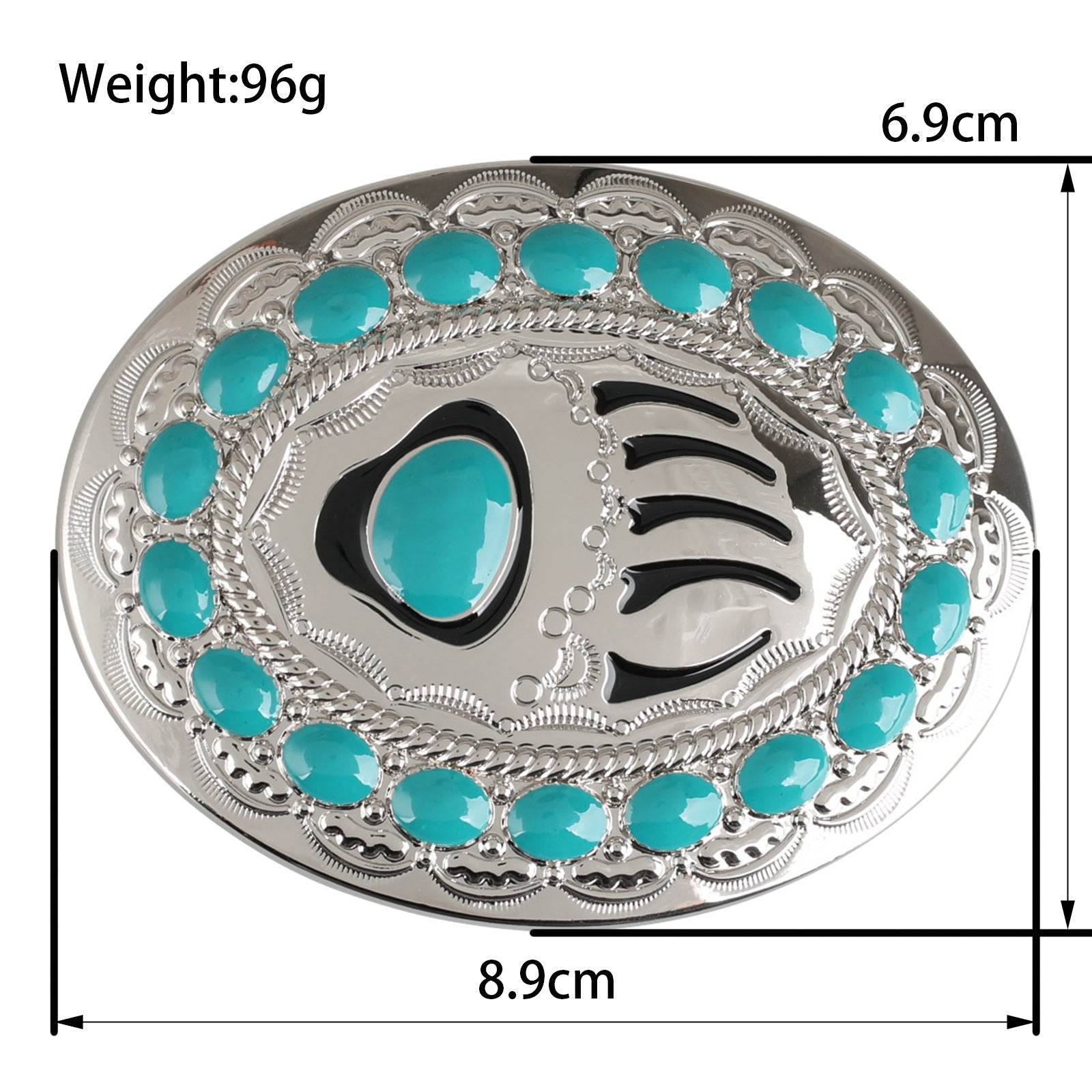 Western Turquoise Bear Paw Silver Belt Buckle - CowderryBelt Buckles