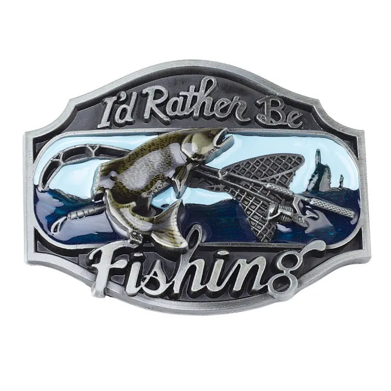 I'd Rather Be Fishing Western Belt Buckle - Image #3