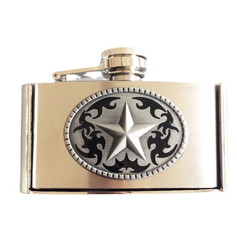 3 oz Flask Belt Buckle for Men - CowderryLone Star