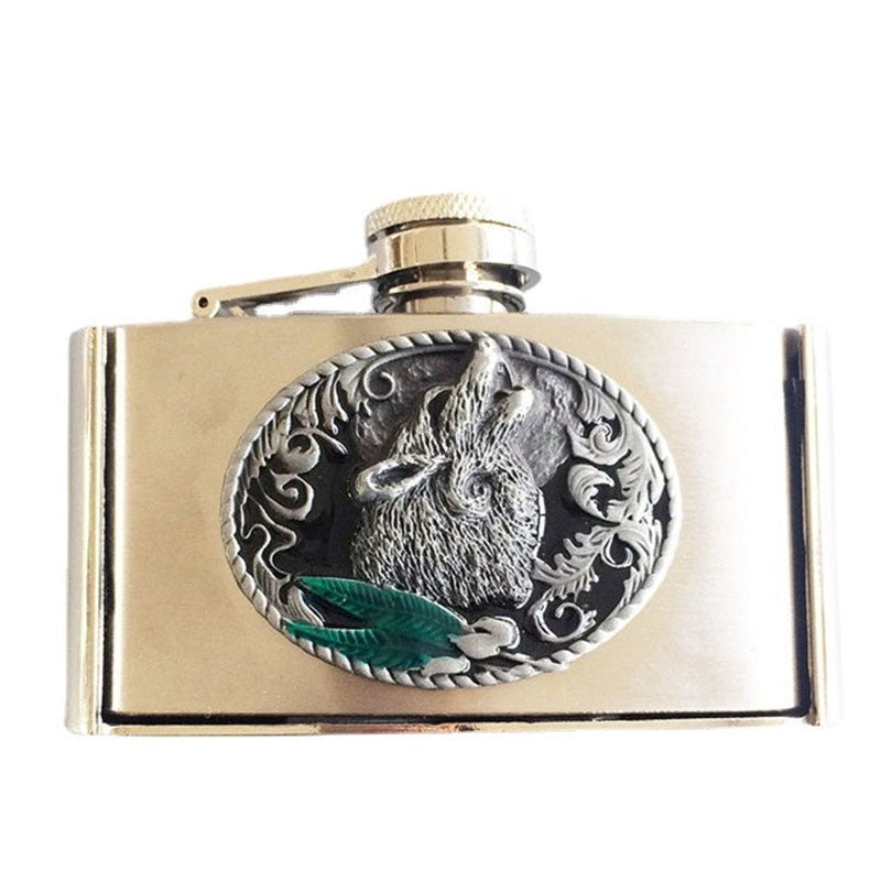 3 oz Flask Belt Buckle for Men - CowderryWolf